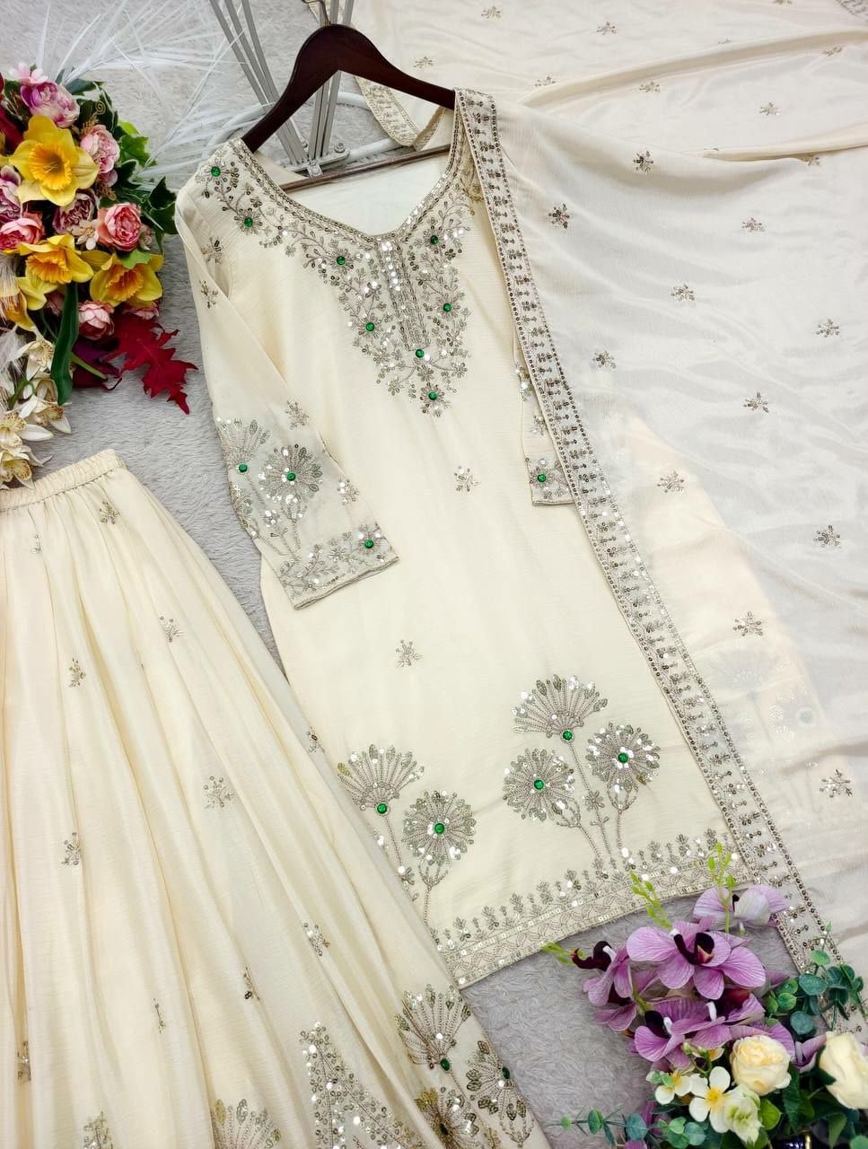 Pure Natural Satin Silk salwar suit set