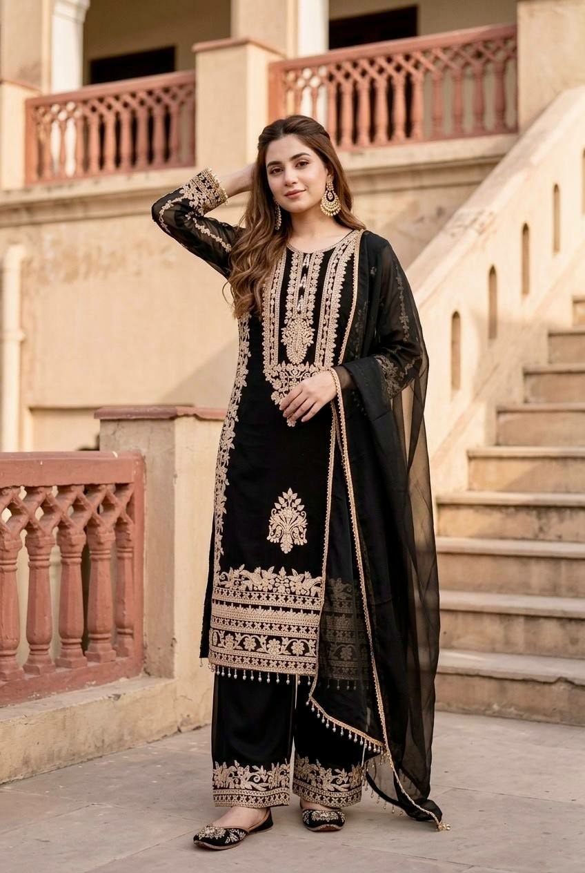 Heavy Faux Georgette Salwar Suit Set - view 3