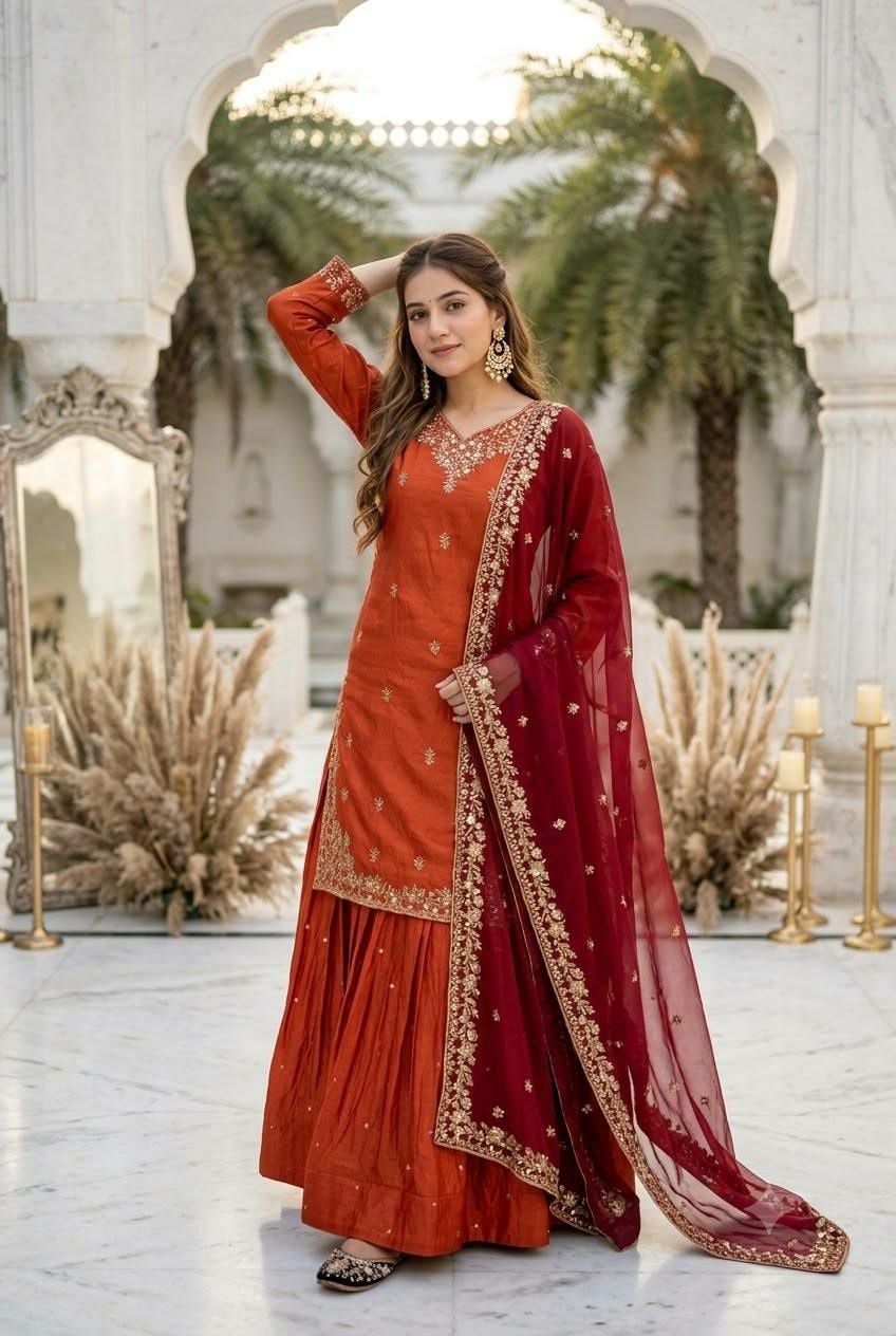 Heavy Sindoor Fandy Silk Suit Set - view 1