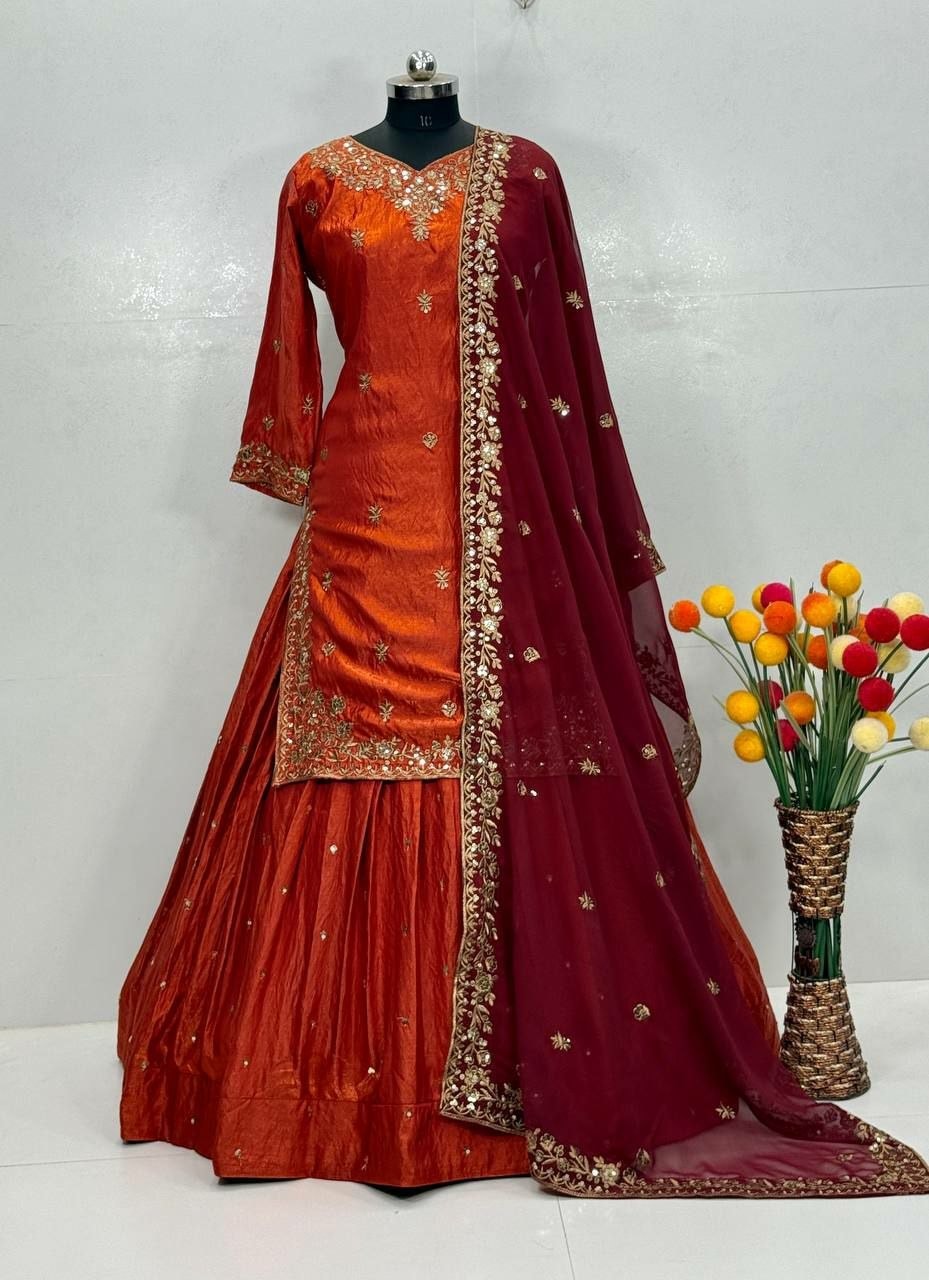 Heavy Sindoor Fandy Silk Suit Set - view 4