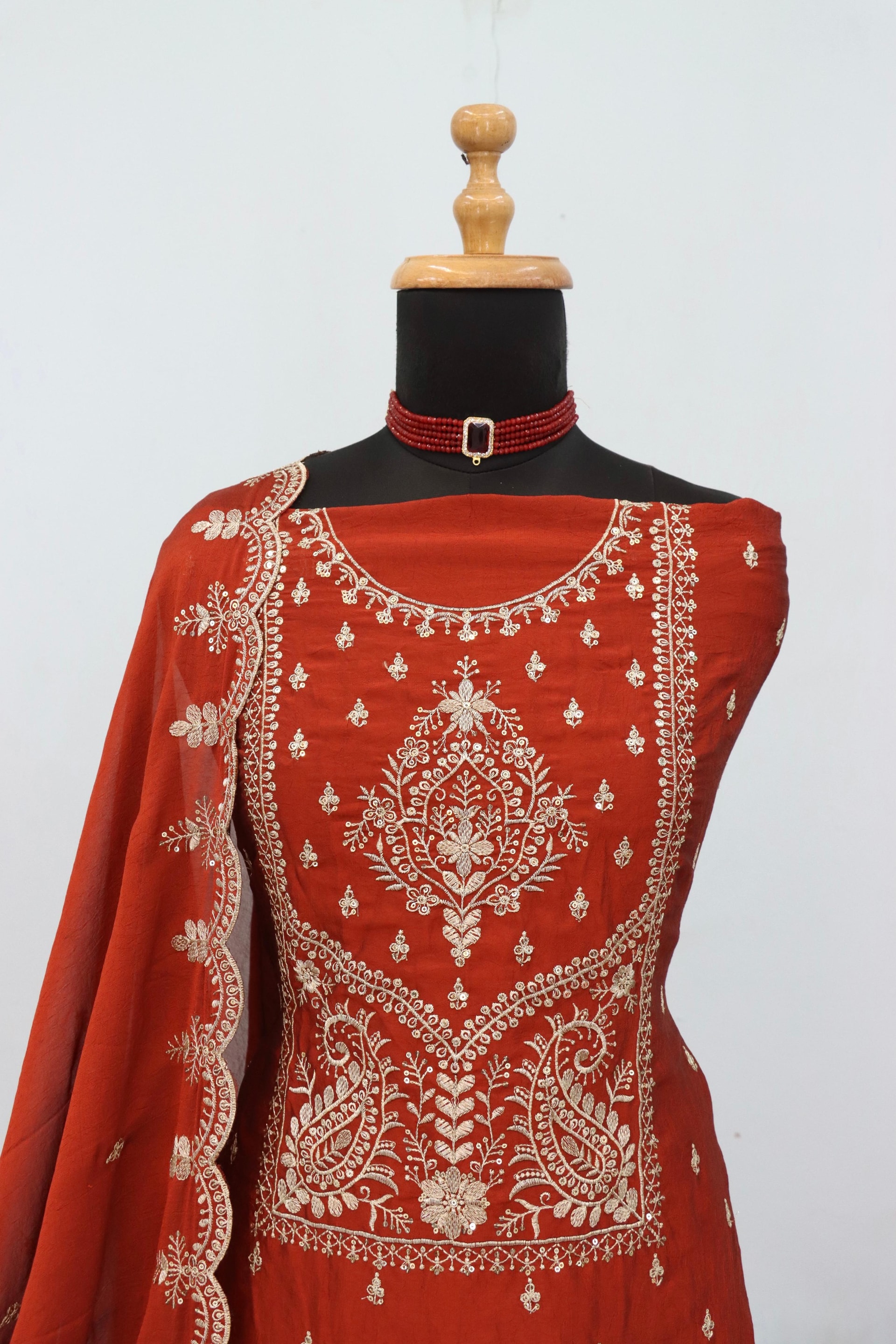 Khadi Cotton salwar Suit Set - Orange - view 1