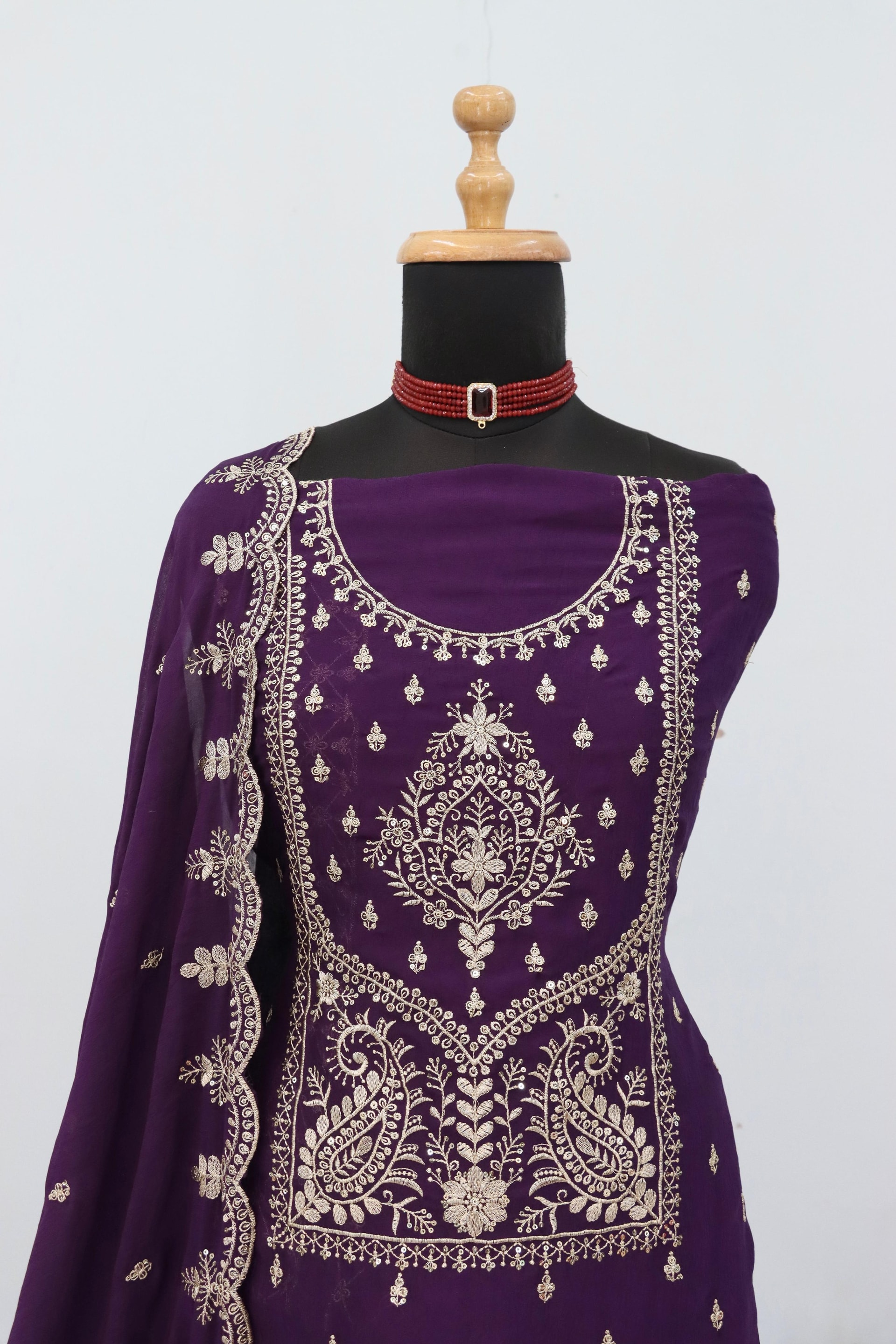 Khadi Cotton salwar Suit Set - Purple - view 2