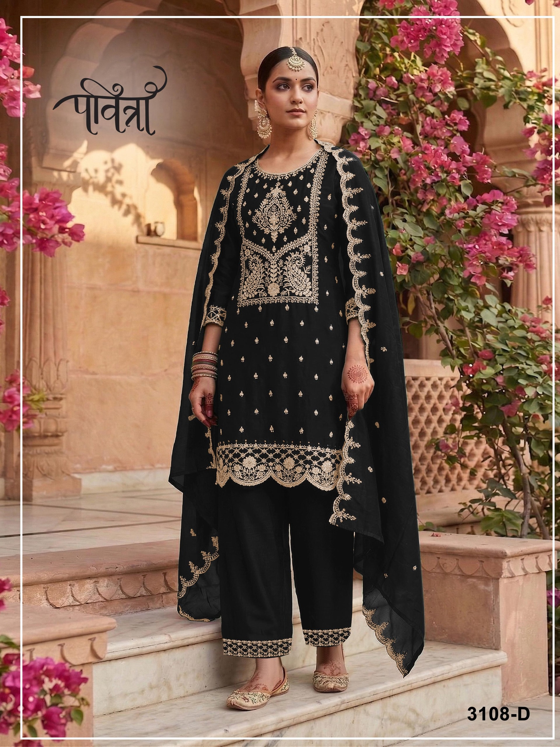 Khadi Cotton salwar Suit Set - Black - view 1