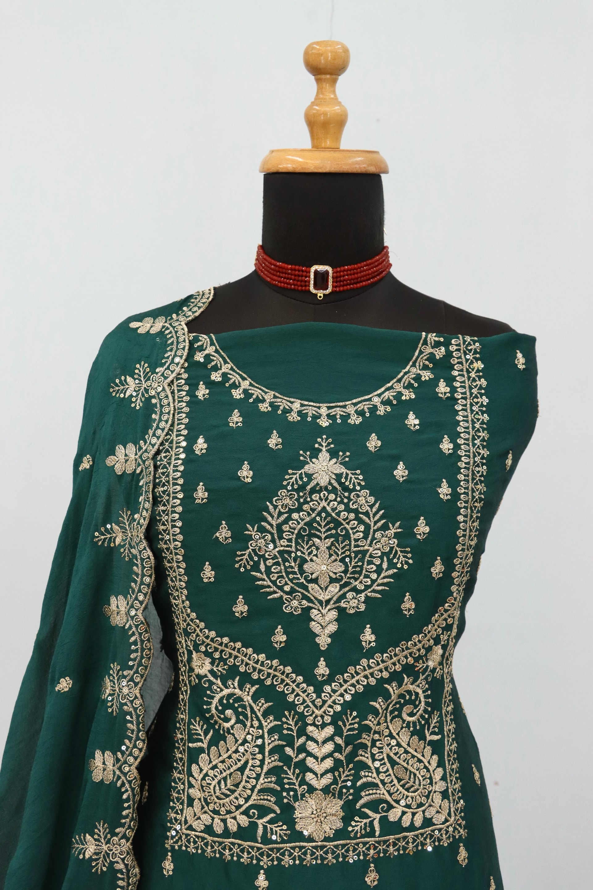 Khadi Cotton salwar Suit Set - Green - view 1