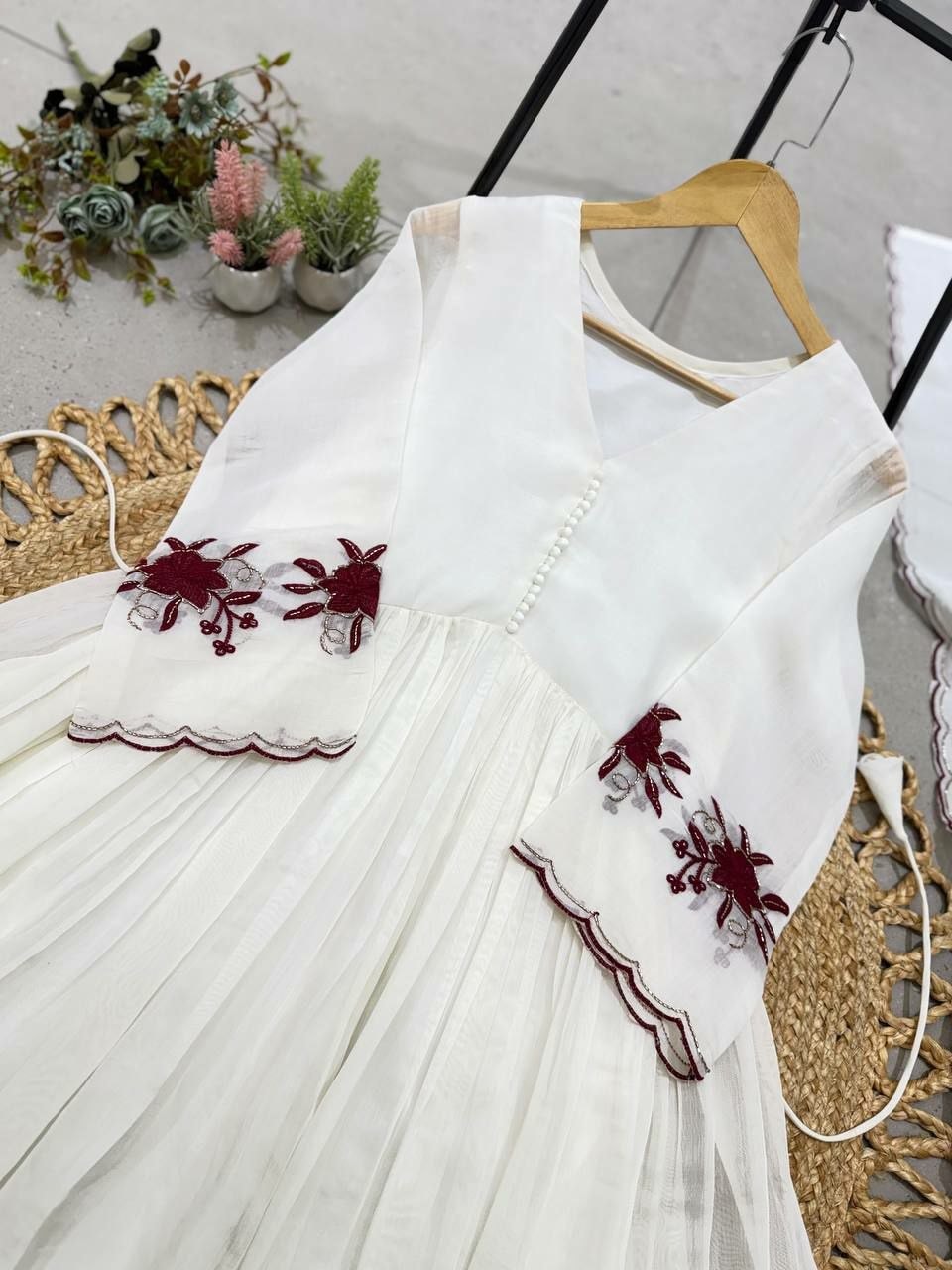 Premium Mul Chanderi Suit Set - White - view 2