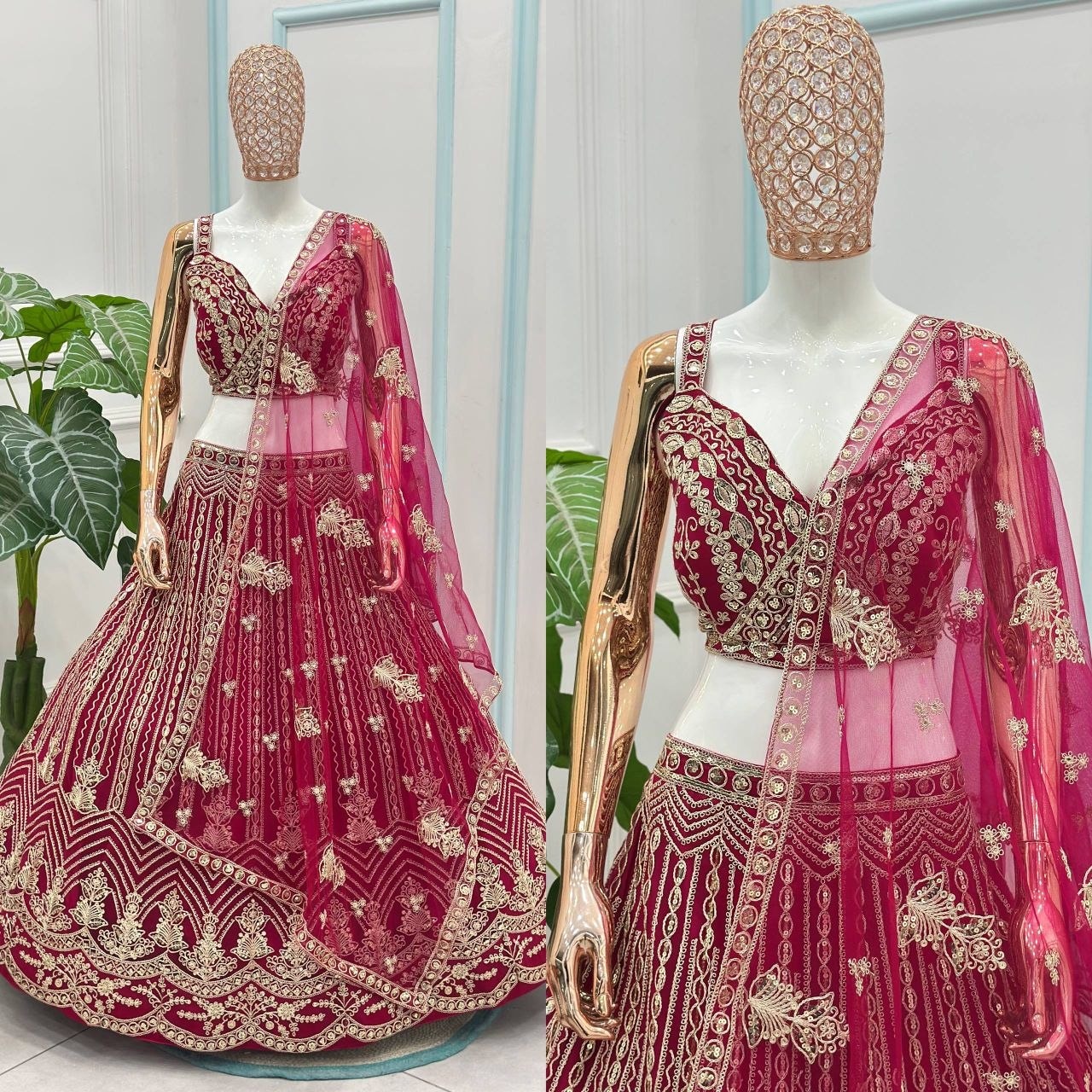 Butterfly Net Designer Lehenga Choli Set - Pink - view 5