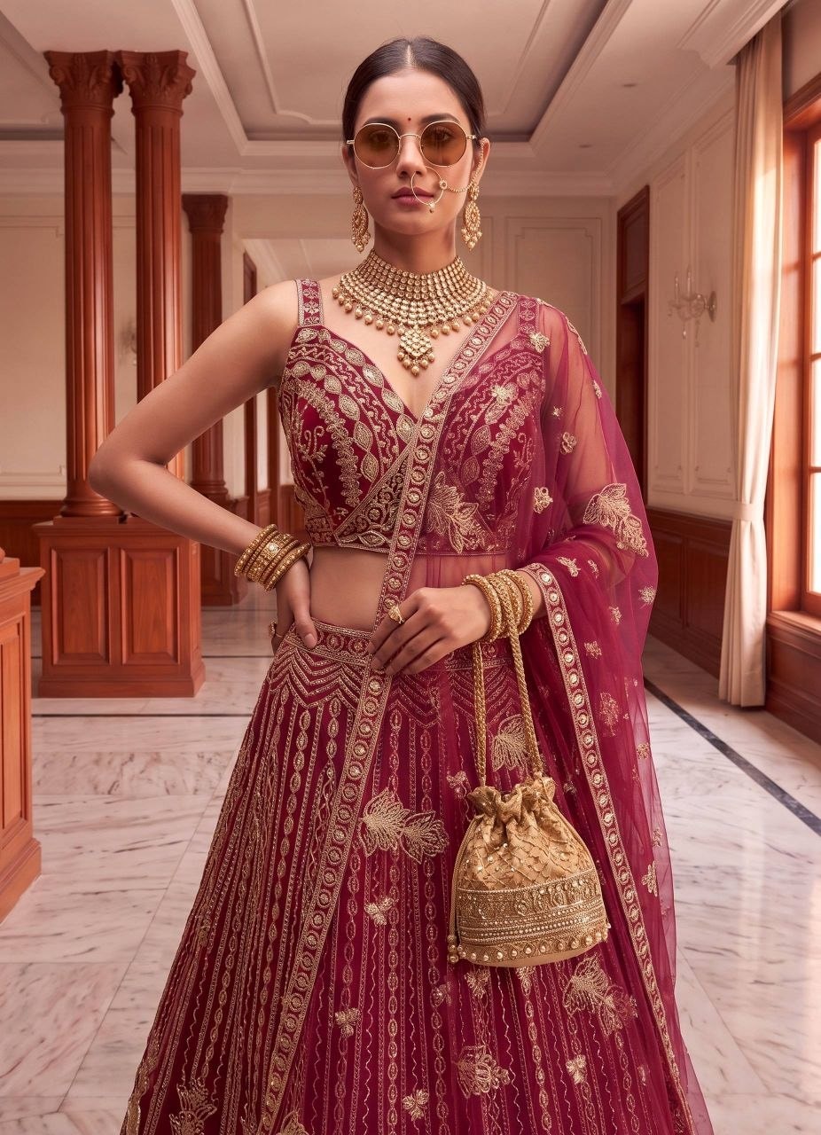 Butterfly Net Designer Lehenga Choli Set - Pink - view 3
