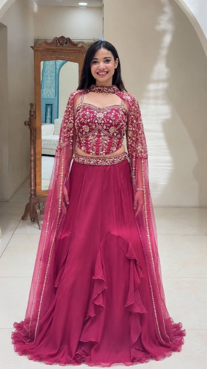 Premium Crepe Silk with Soft Silk Lahenga Choli - view 1