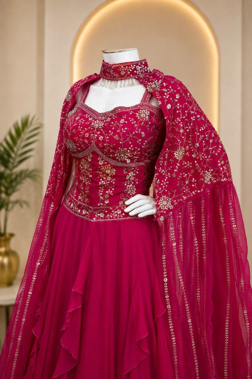 Premium Crepe Silk with Soft Silk Lahenga Choli - view 7
