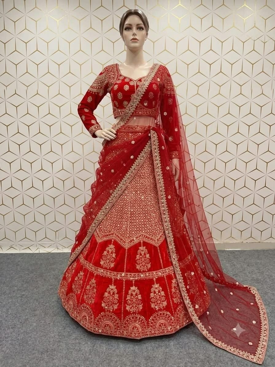 Premium Kesariya Satin lahenga Choli Set - view 1