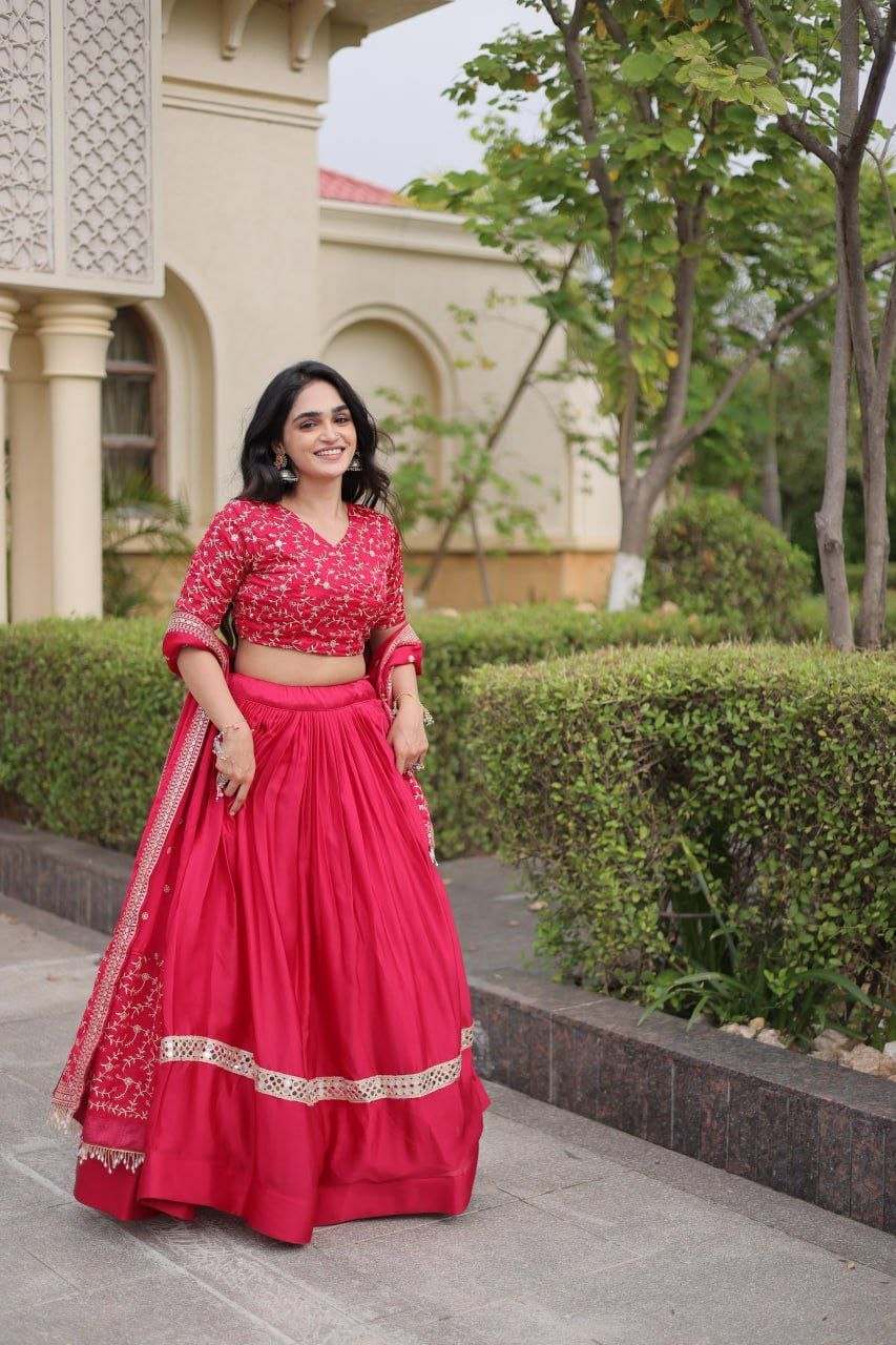 Premium Glory Satin Lahenga Choli Set - Pink - view 2