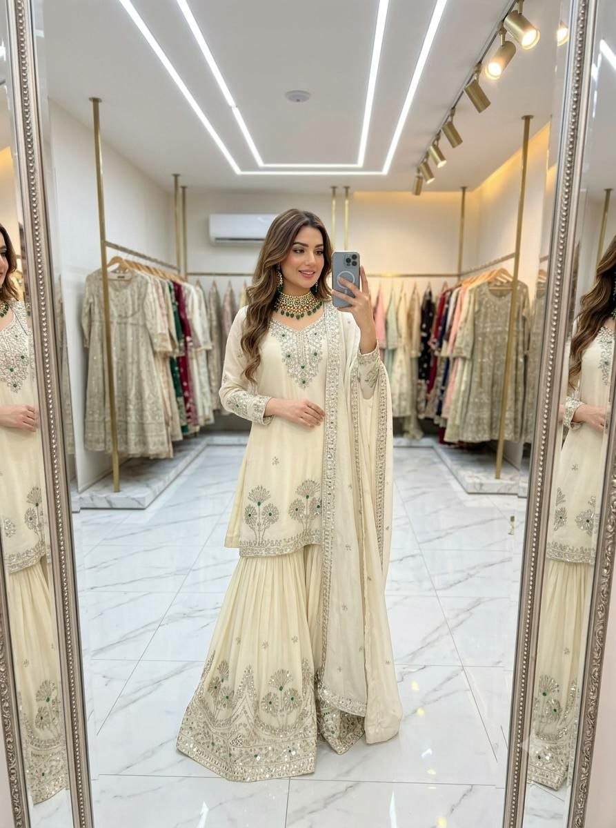 Pure Natural Satin Silk salwar suit set - view 5