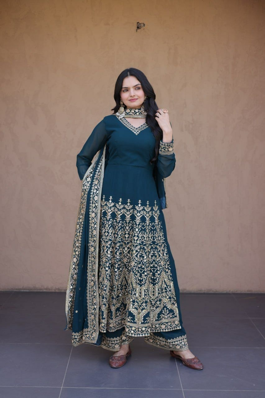 Premium Faux Blooming salwar Suit Set - Rama - view 2