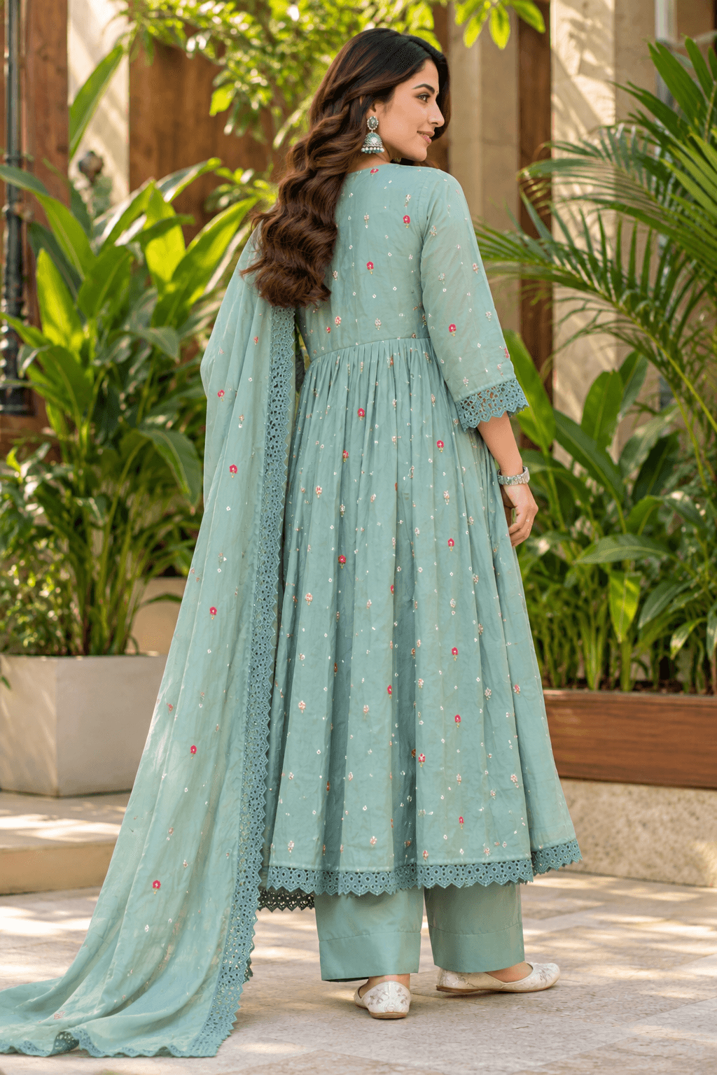 Pure Original Mul Chanderi Suit Set - Blue - view 5