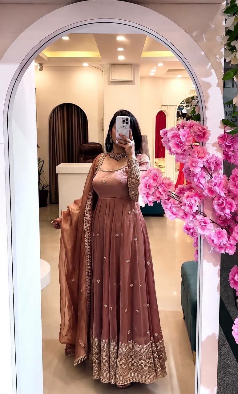 Crunchy Silk Anarkali Gown Set