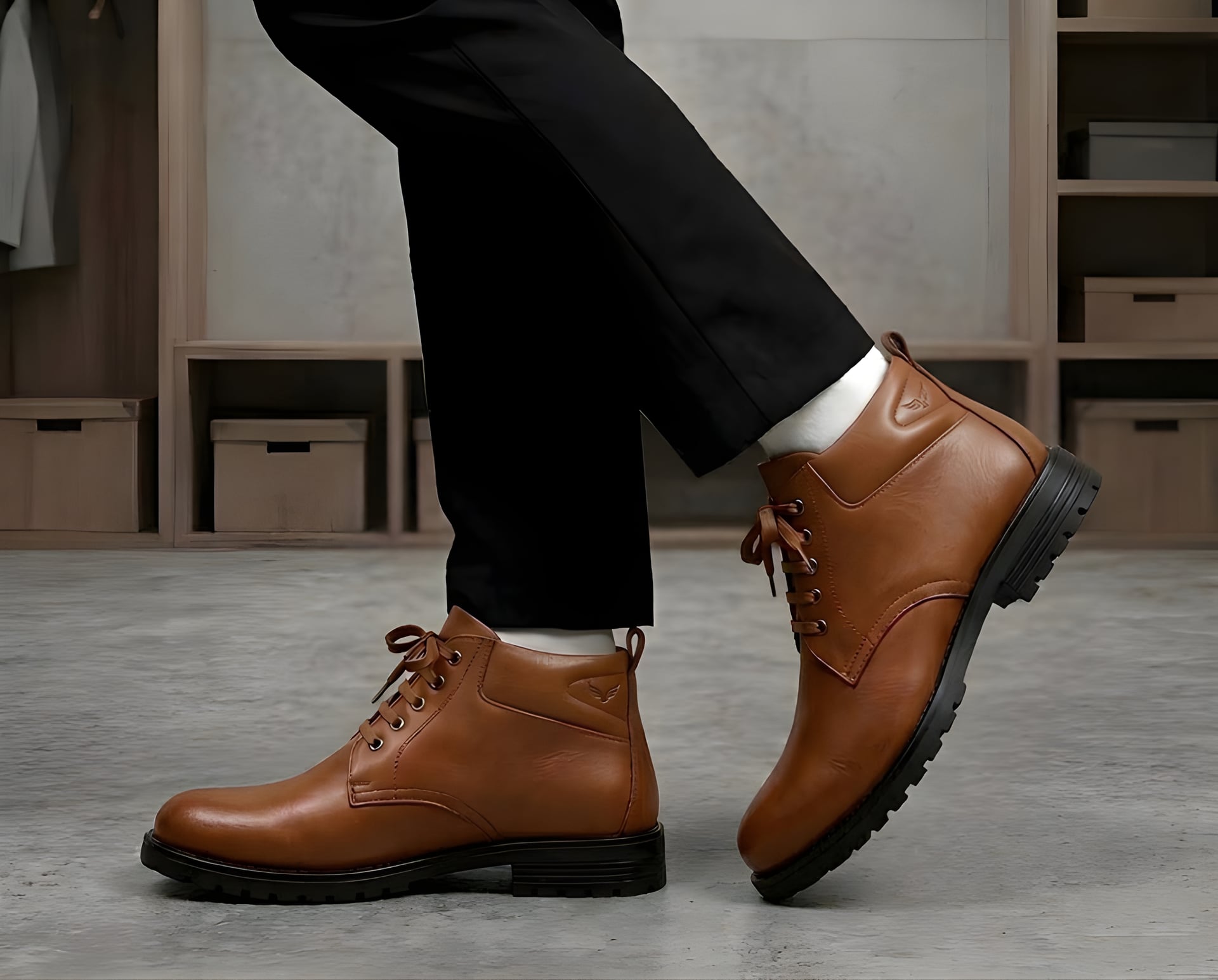 Latest Premium Goat Leather Men Safety Boots