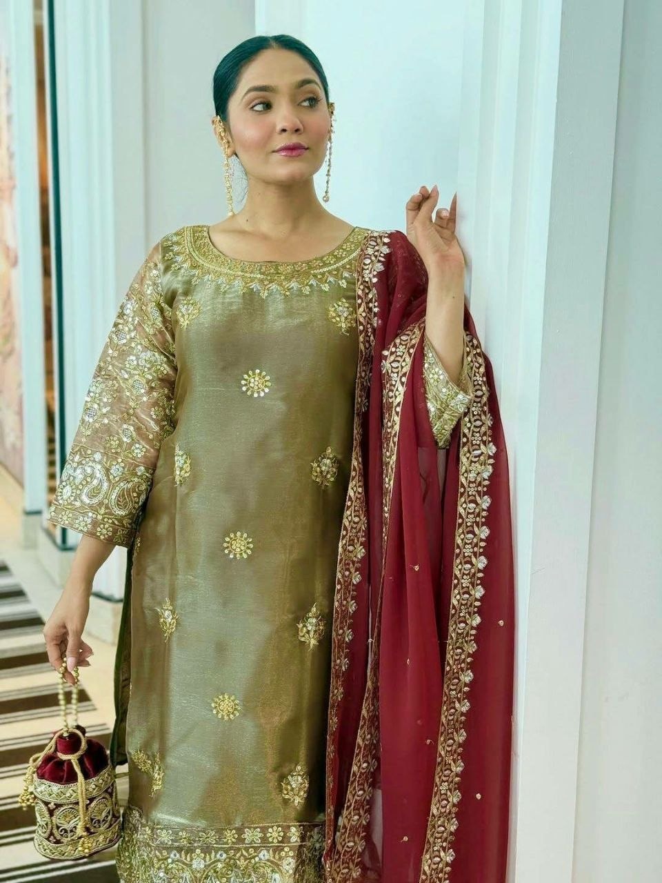 Heavy GMY Silk Salwar Suit Set - view 1