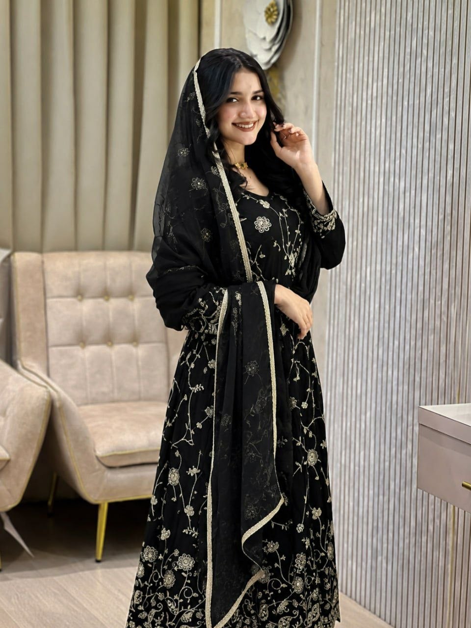 Premium Faux Georgette Anarkali Gown Set