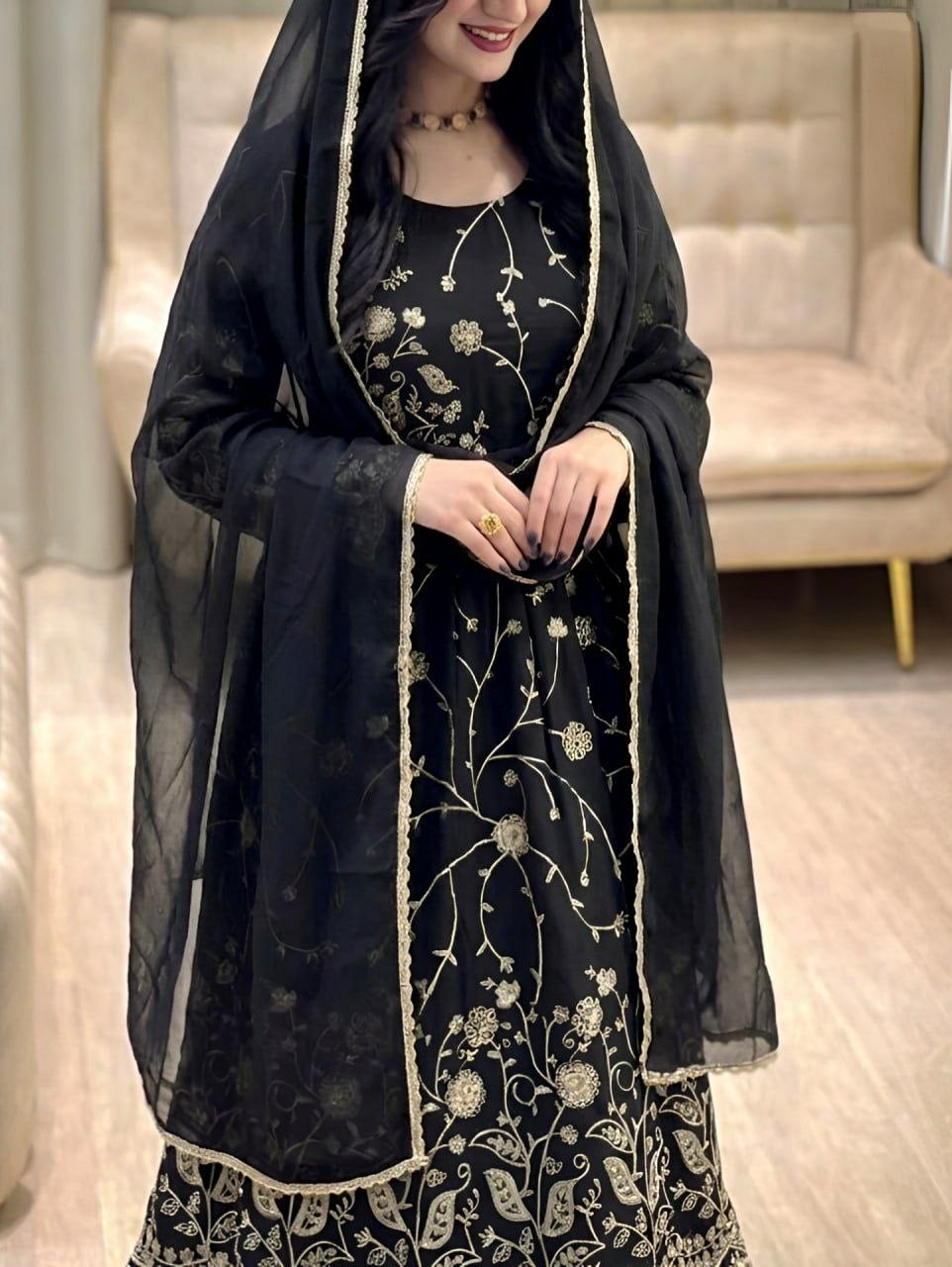 Premium Faux Georgette Anarkali Gown Set