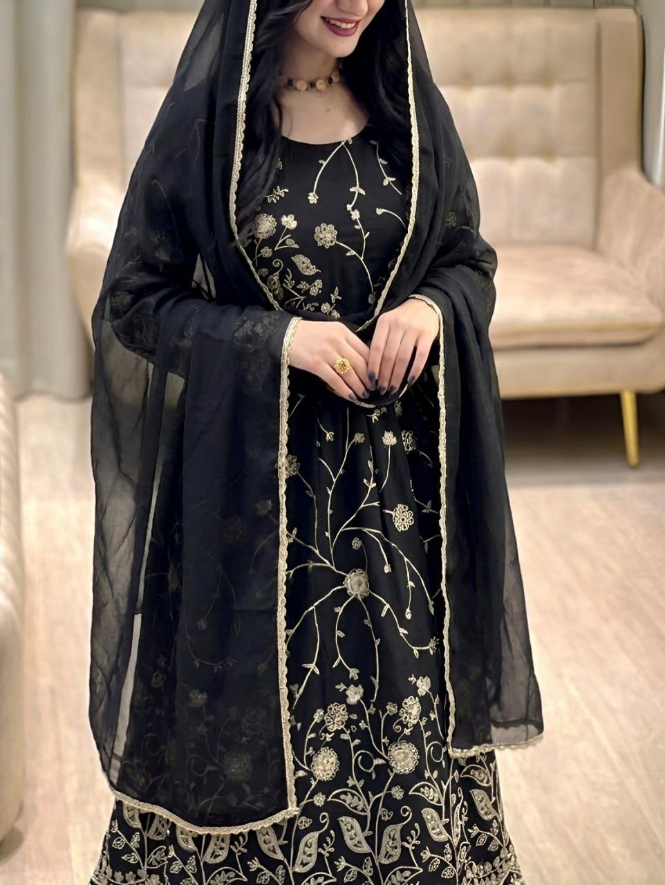 Premium Faux Georgette Anarkali Gown Set - view 2