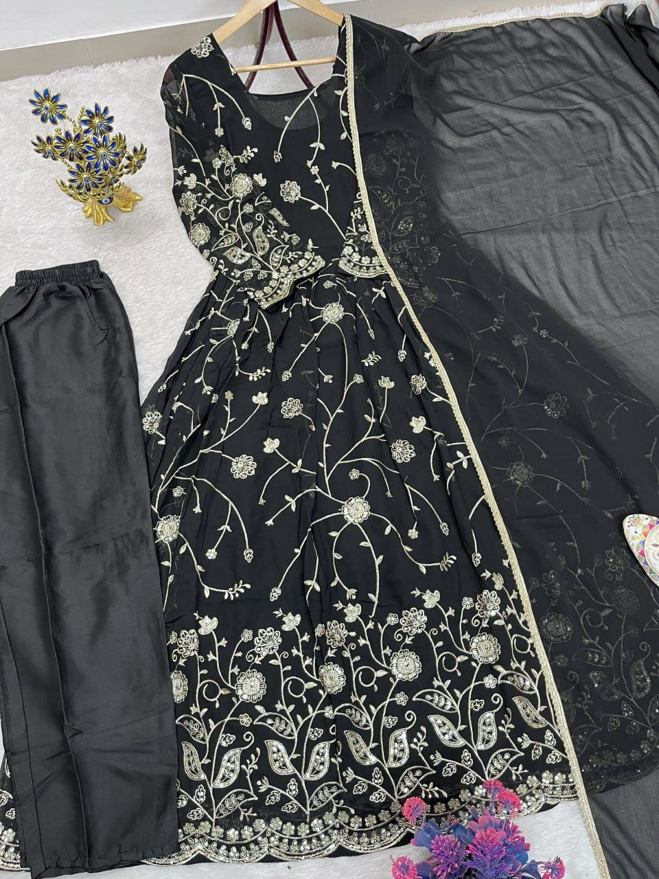 Premium Faux Georgette Anarkali Gown Set - view 3