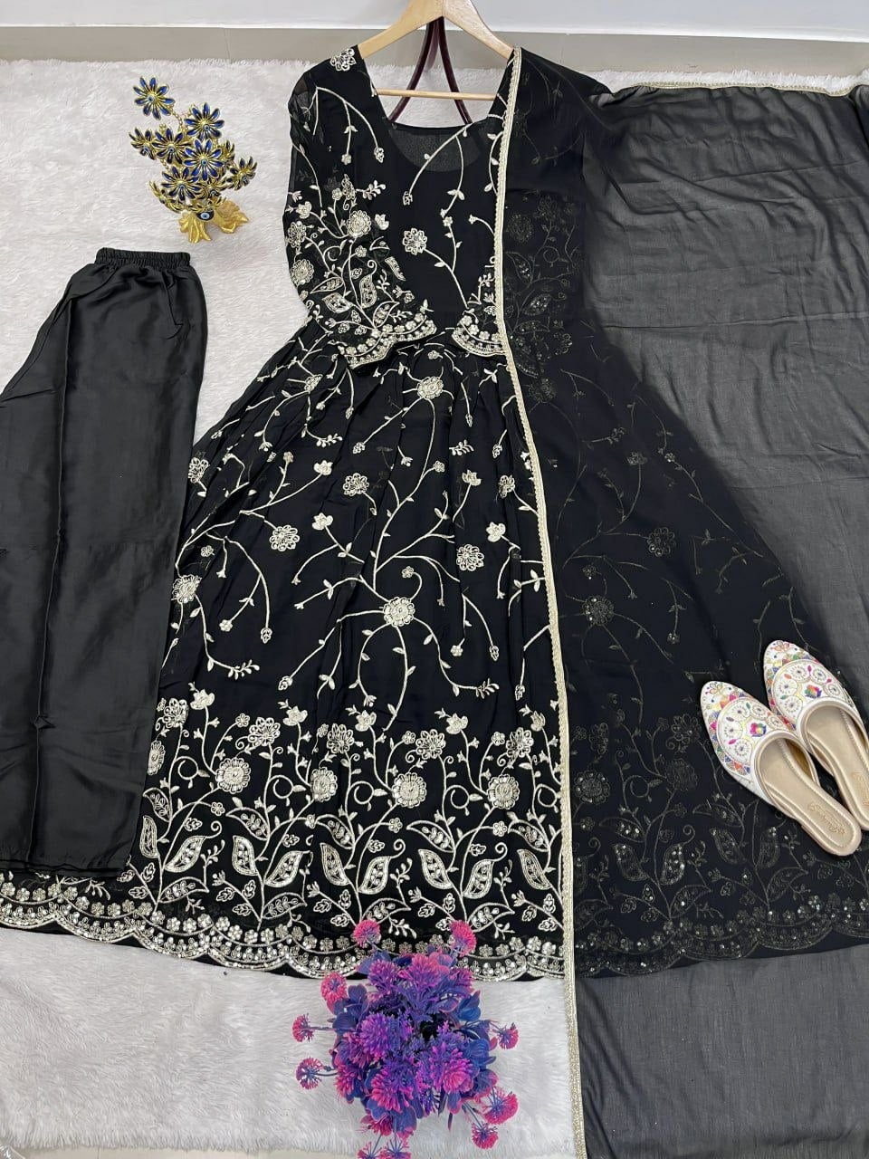 Premium Faux Georgette Anarkali Gown Set