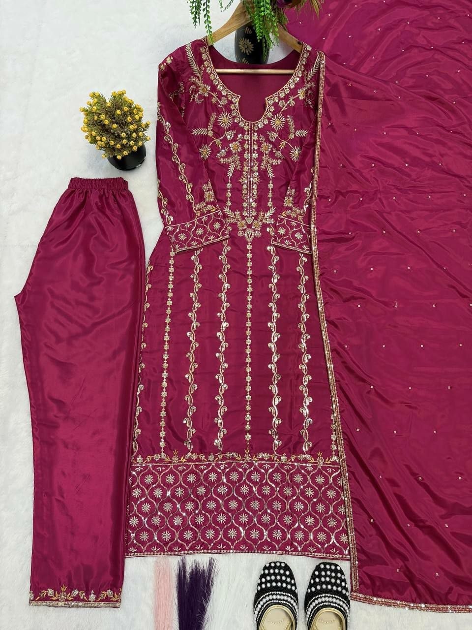 Heavy Natural Crepe Silk Suit Set