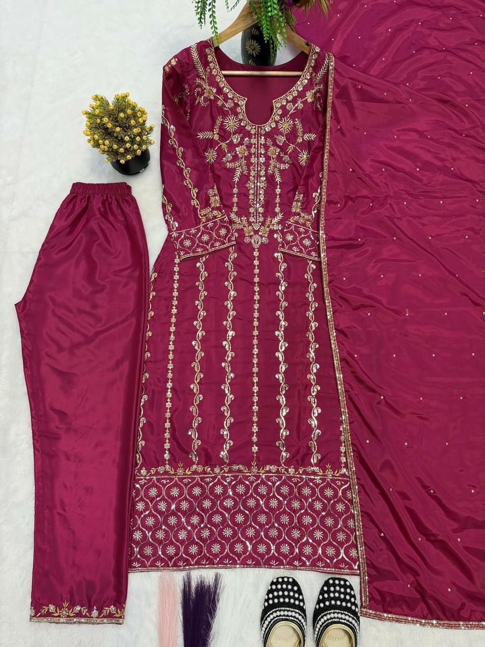 Heavy Natural Crepe Silk Suit Set - view 3