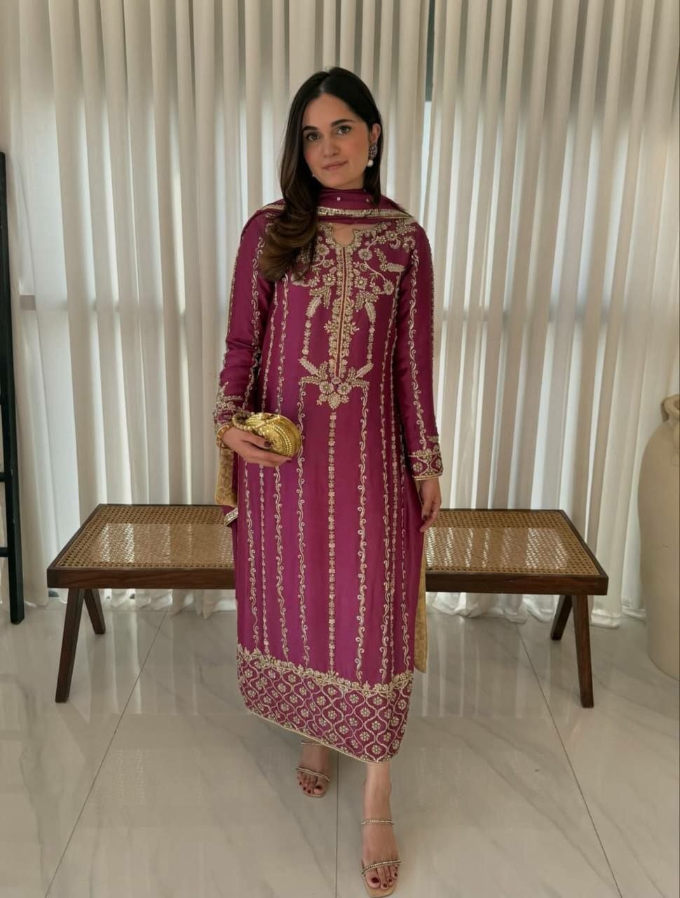 Heavy Natural Crepe Silk Suit Set - view 1
