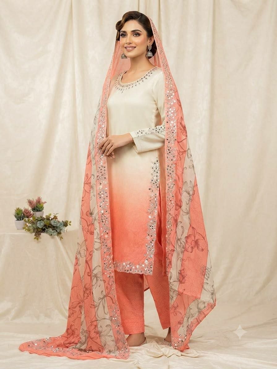 Premium Printed Crape Silk Suit Set - view 1