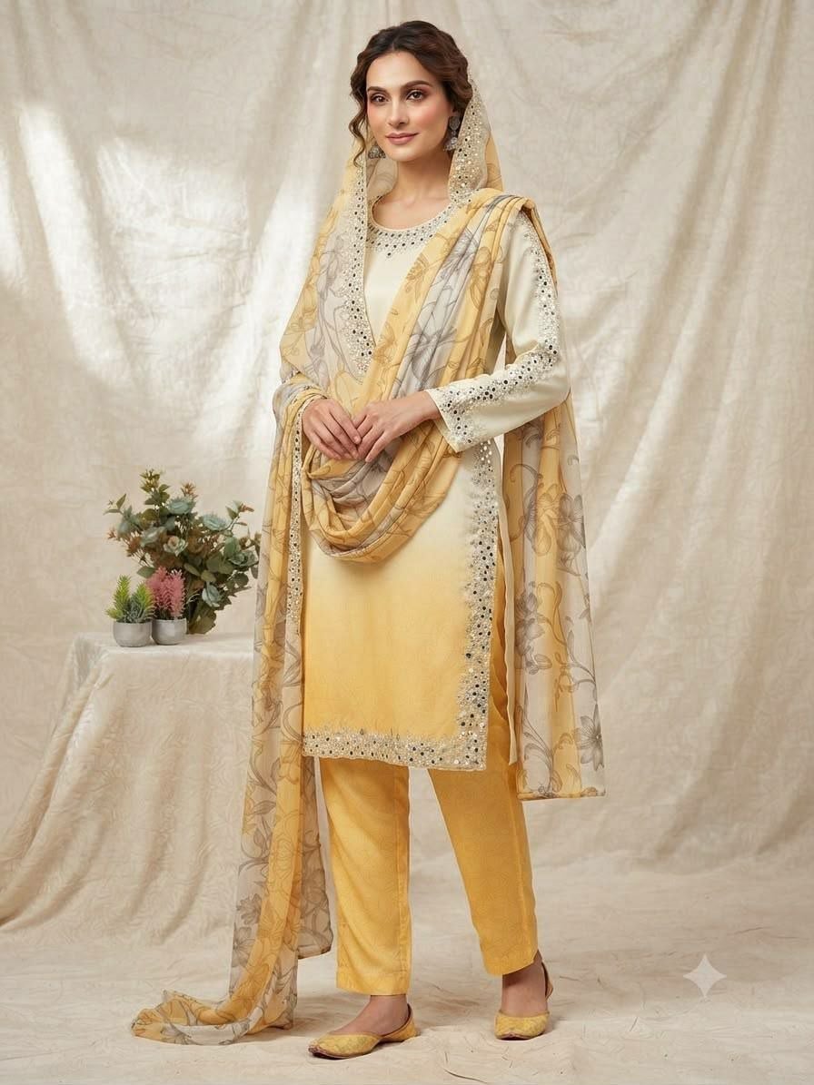 Premium Printed Crape Silk Suit Set