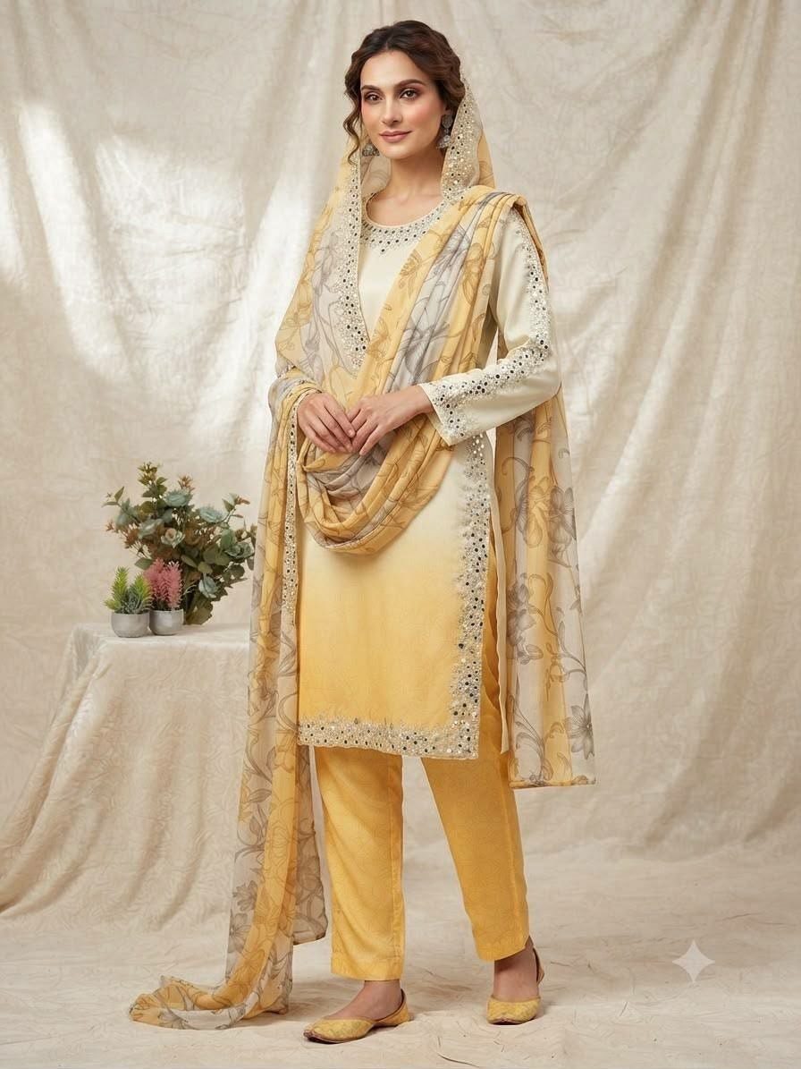 Premium Printed Crape Silk Suit Set - view 3