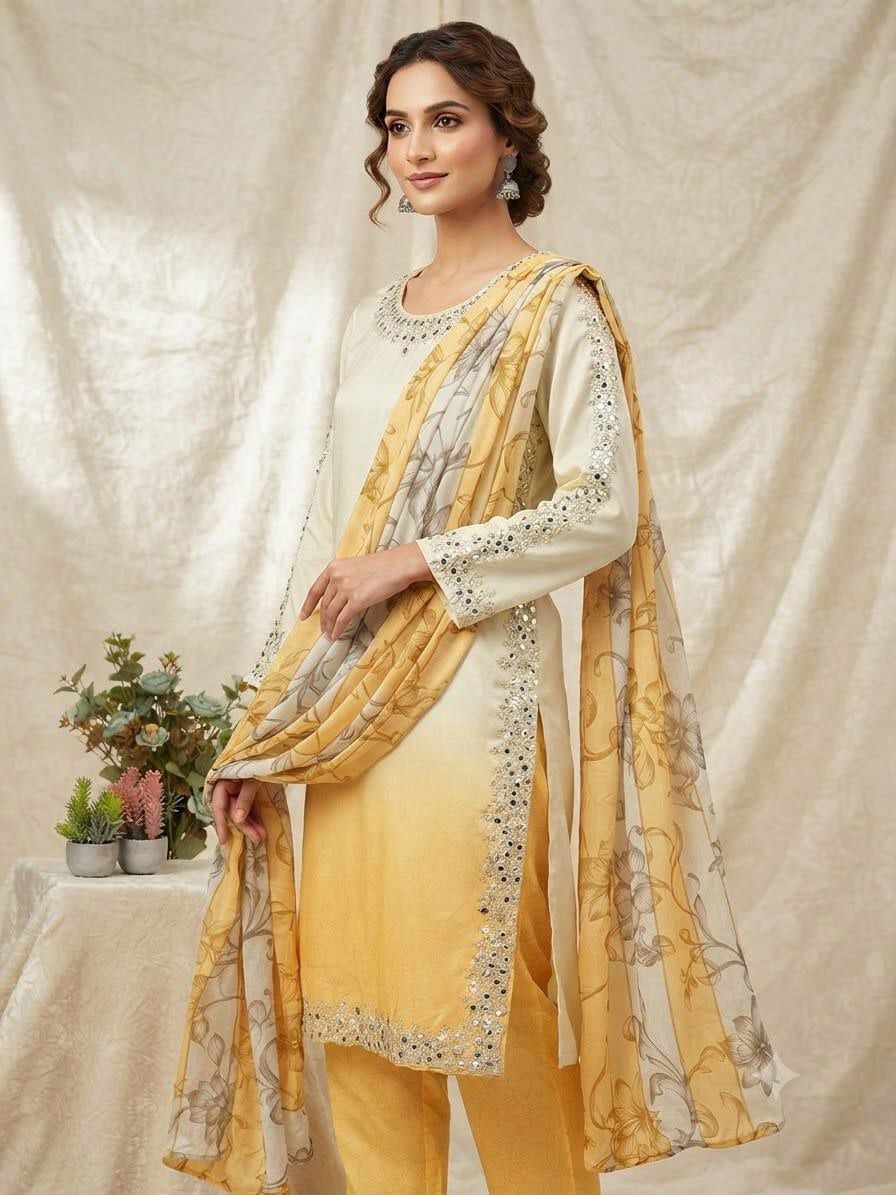 Premium Printed Crape Silk Suit Set