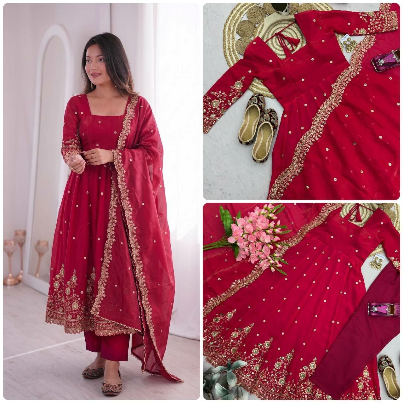 Heavy Two Tone Fandy Anarkali Gown Set - view 2