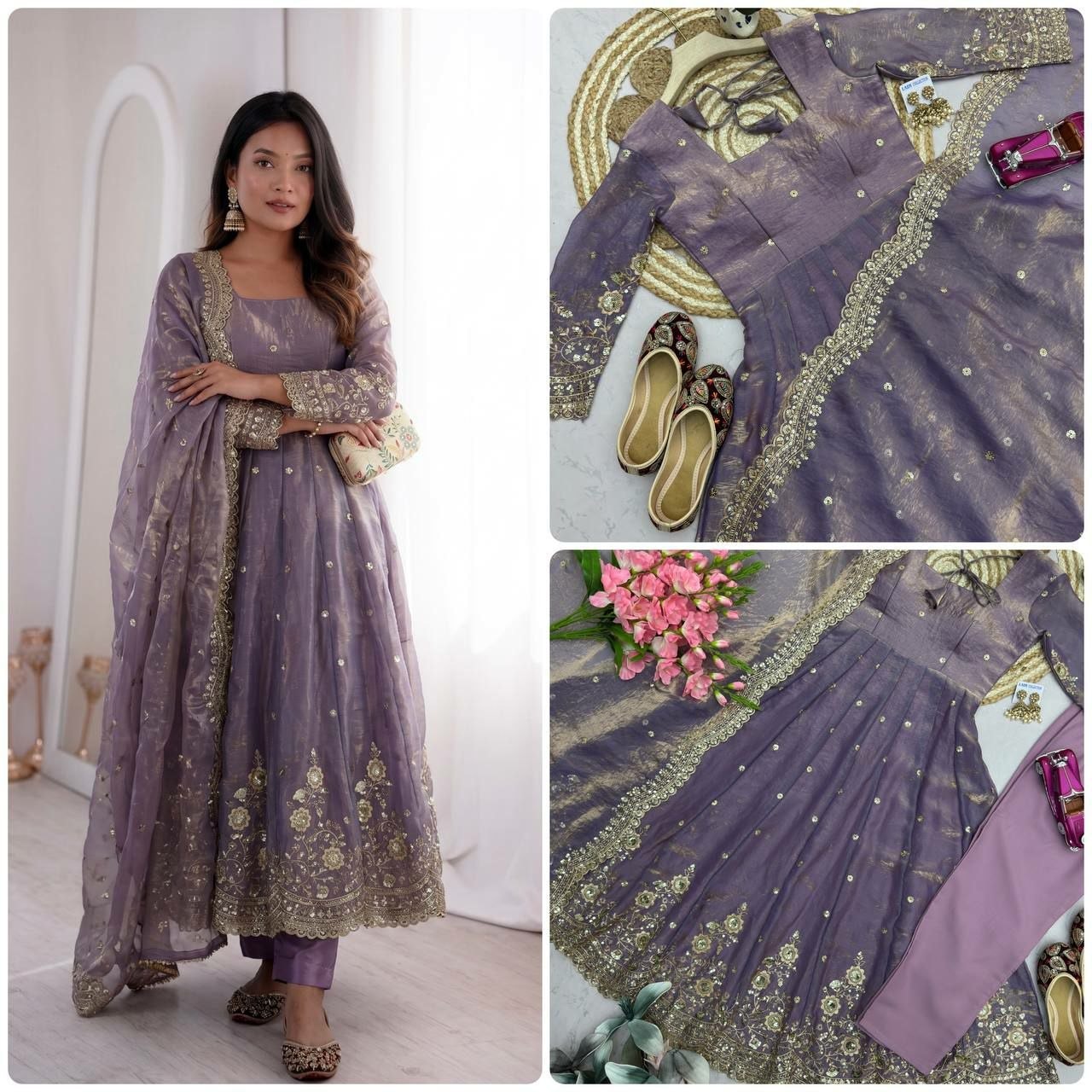 Heavy Two Tone Fandy Anarkali Gown Set - view 2