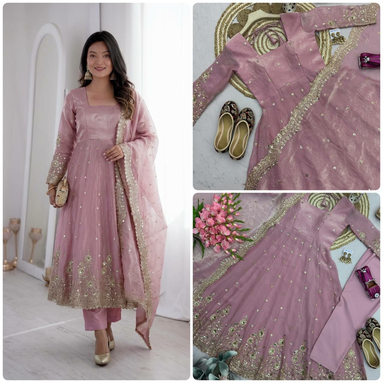 Heavy Two Tone Fandy Anarkali Gown Set - view 2