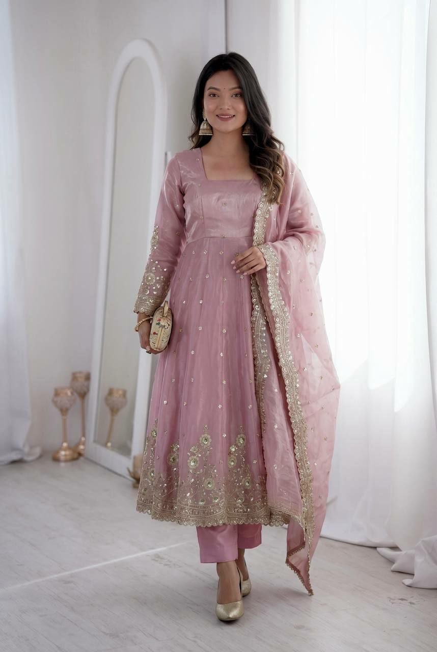Heavy Two Tone Fandy Anarkali Gown Set
