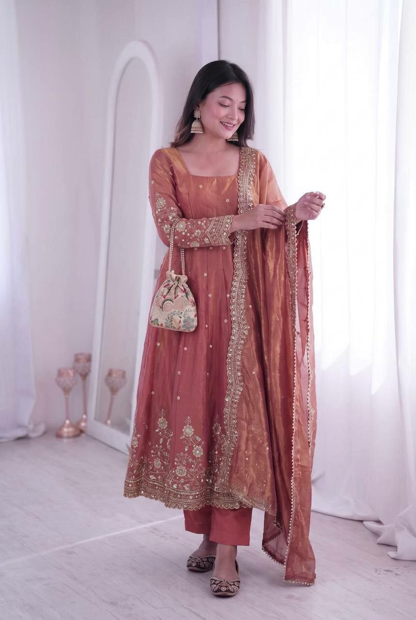 Heavy Two Tone Fandy Anarkali Gown Set