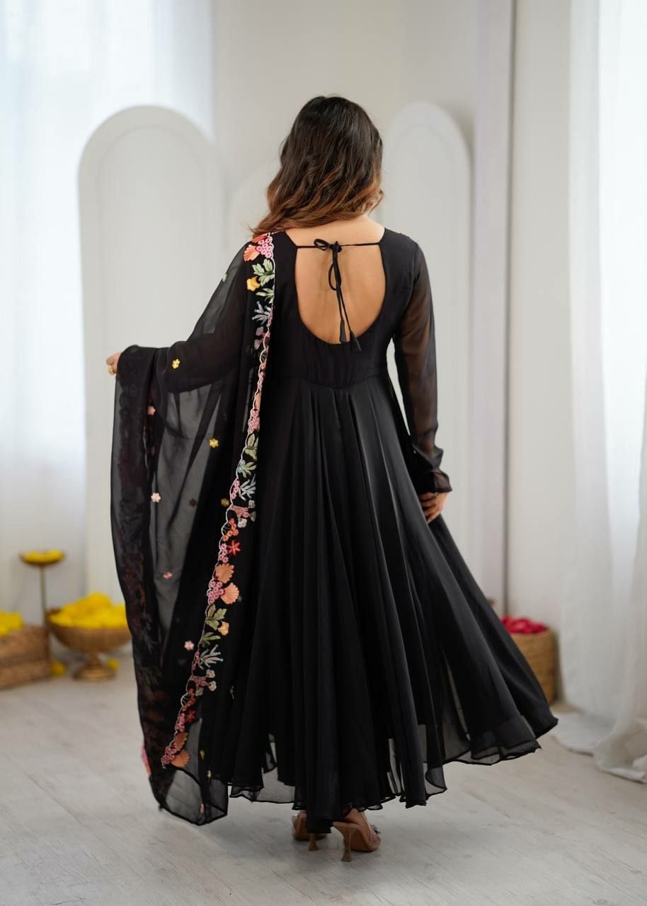 Heavy Faux Georgette Anarkali Gown Set