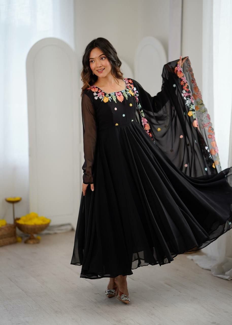 Heavy Faux Georgette Anarkali Gown Set