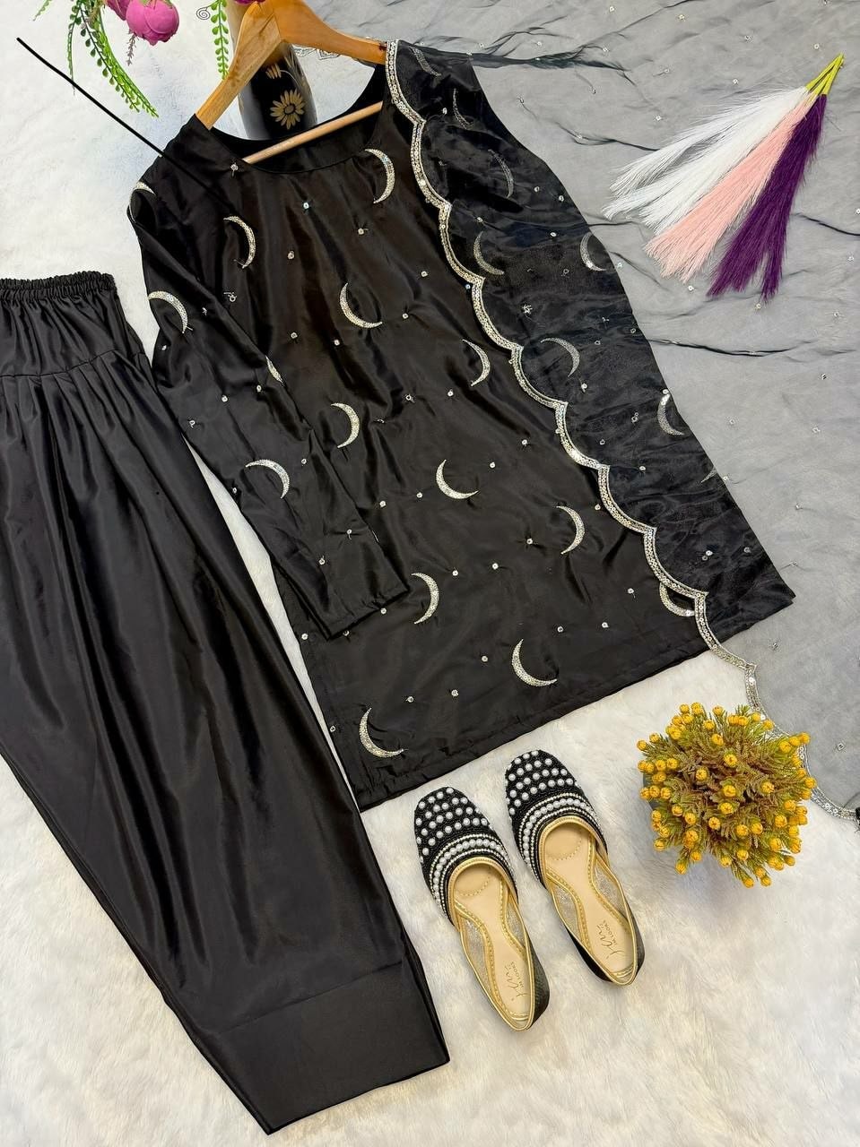 Heavy Natural Crepe Silk Suit Set - view 3