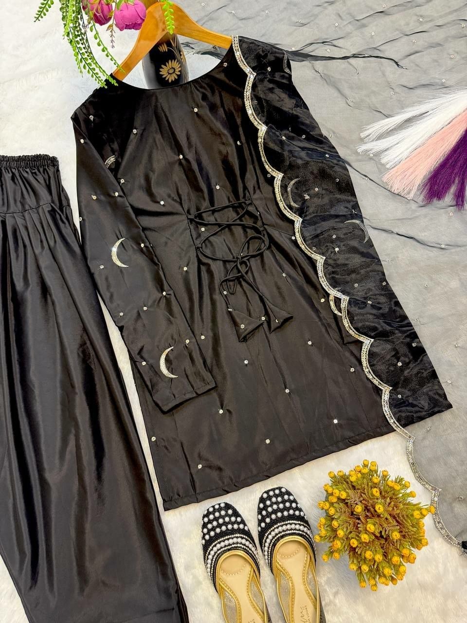 Heavy Natural Crepe Silk Suit Set
