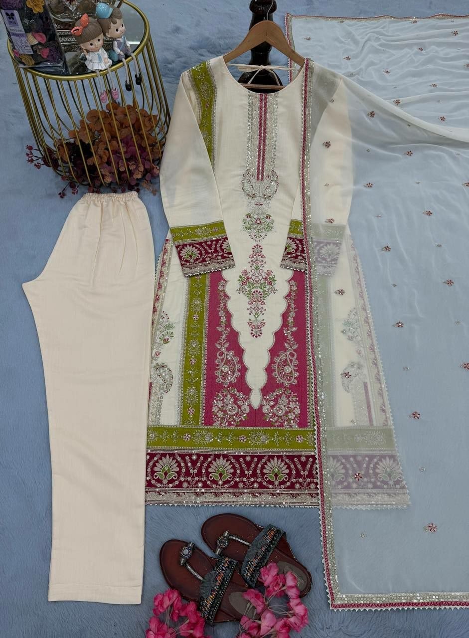 Pure Roman Silk Cream Suit Set