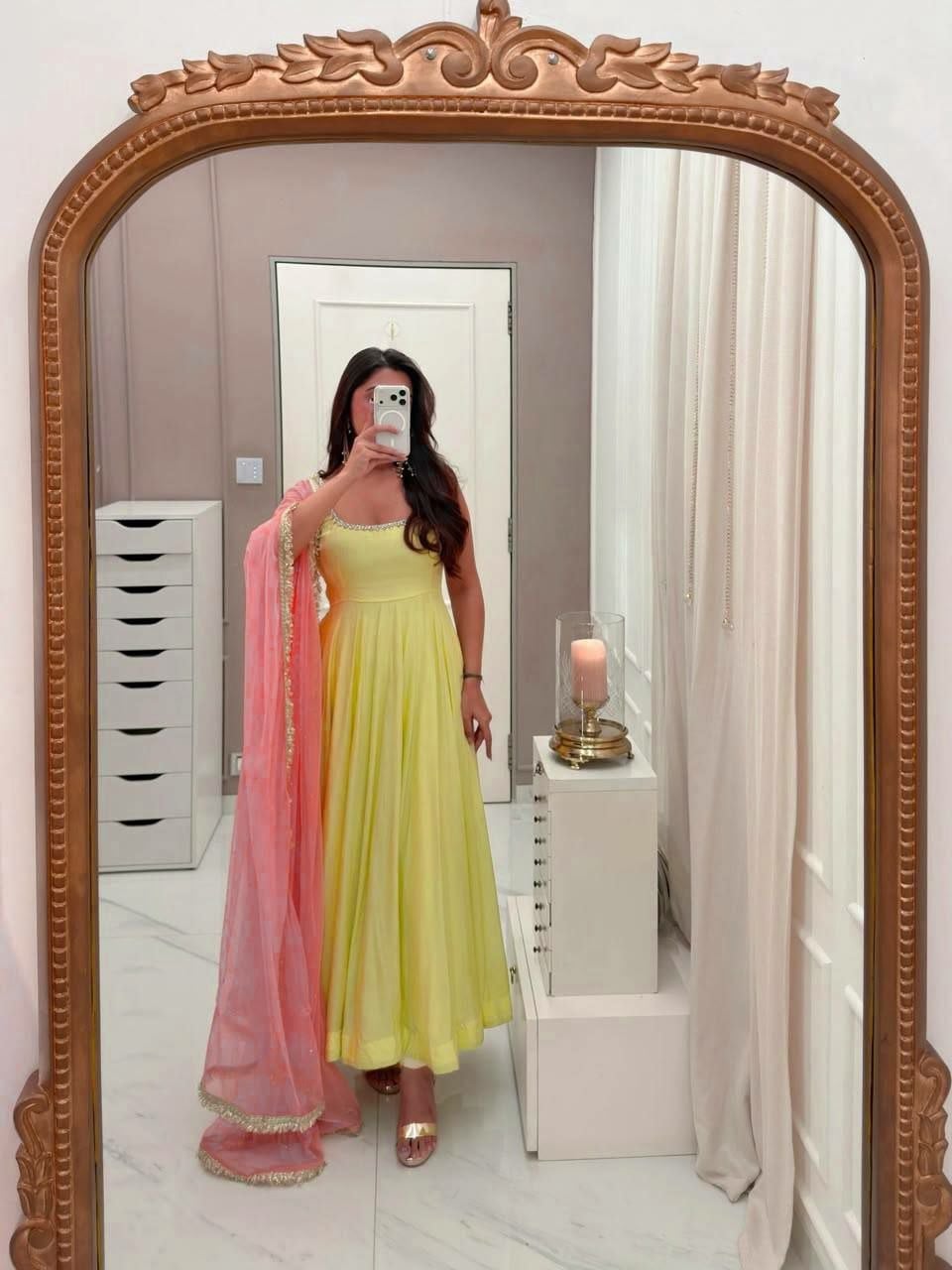 Premium Faux Georgette Suit Set - Yellow