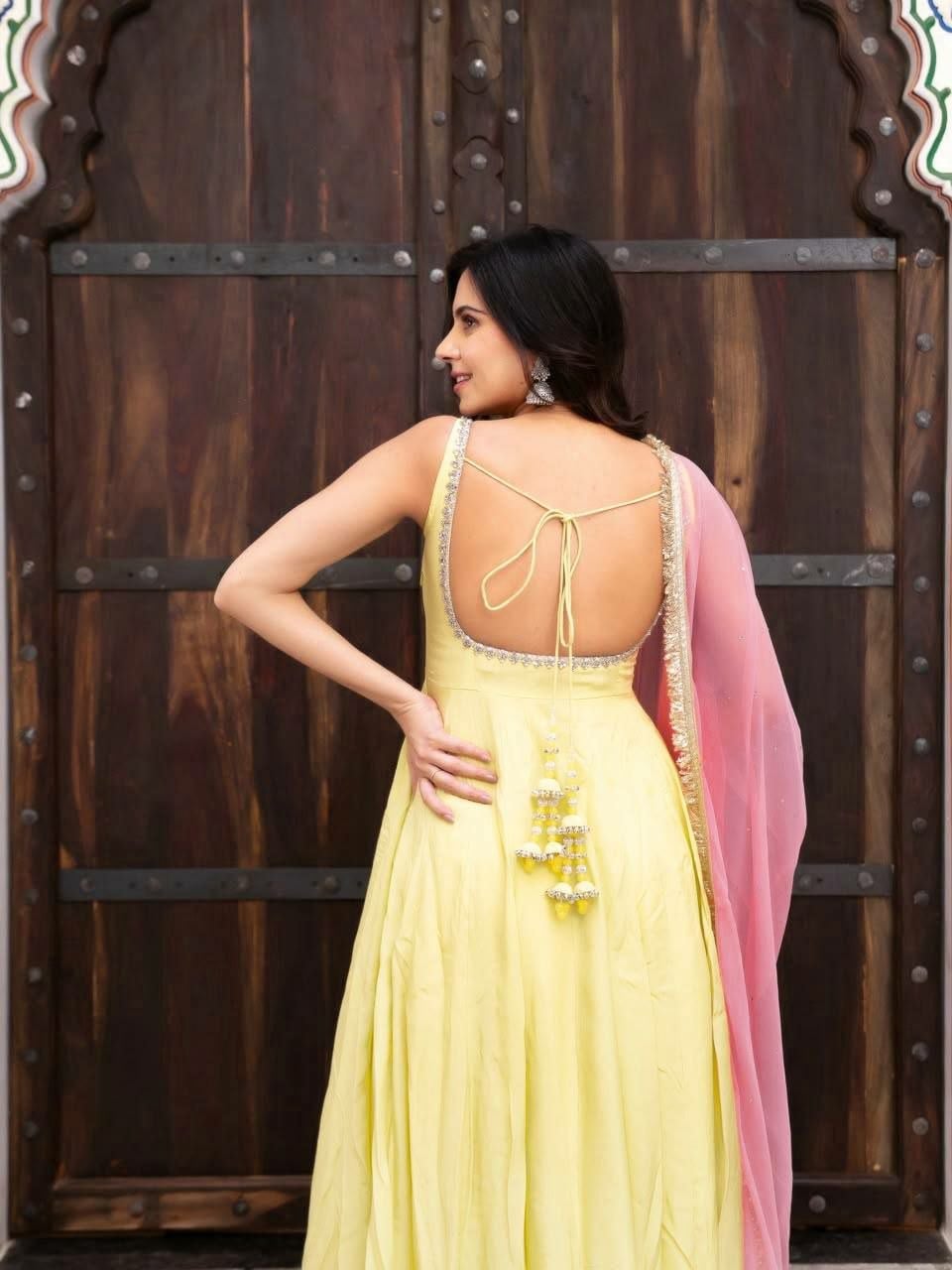 Premium Faux Georgette Suit Set - Yellow