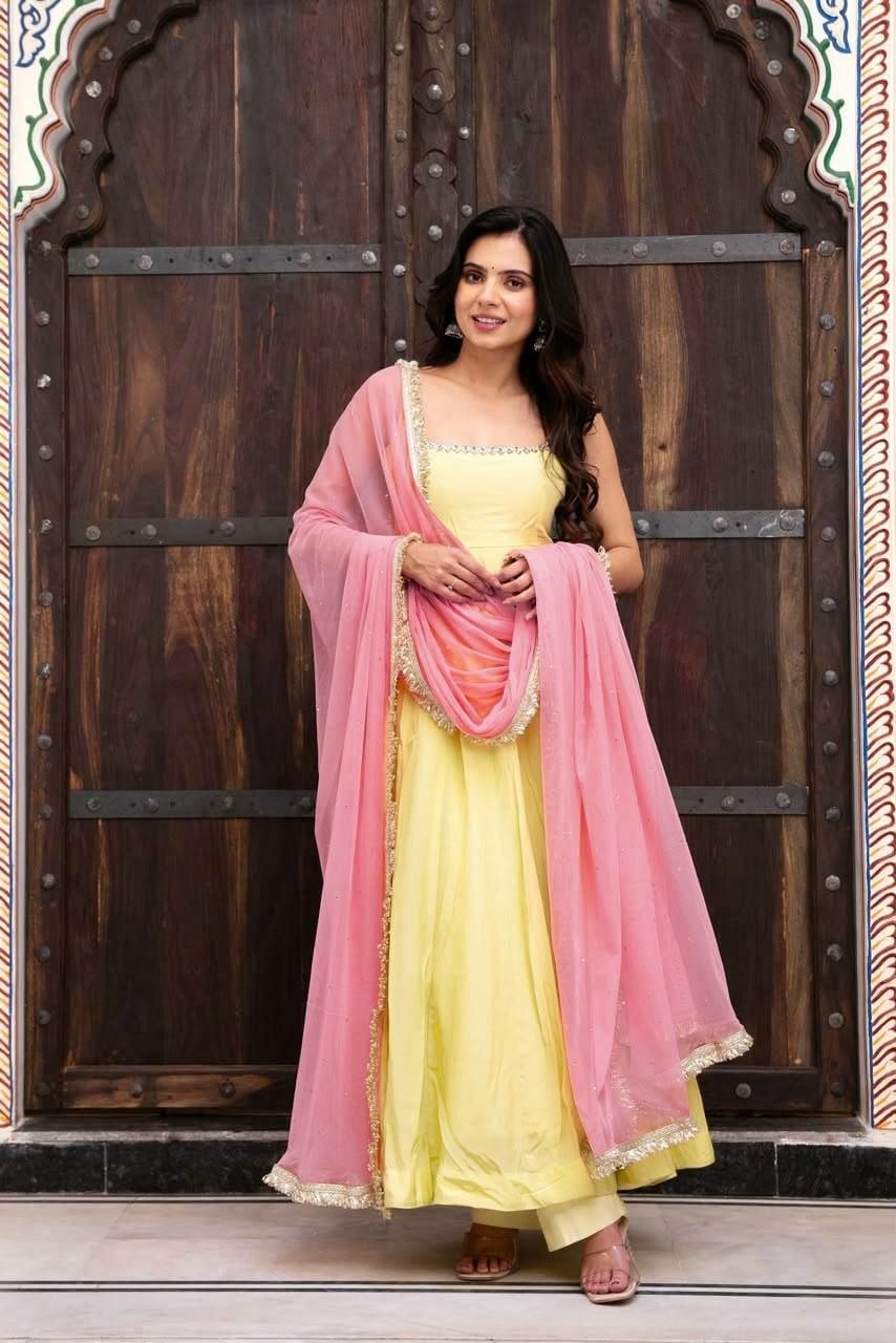 Premium Faux Georgette Suit Set - Yellow
