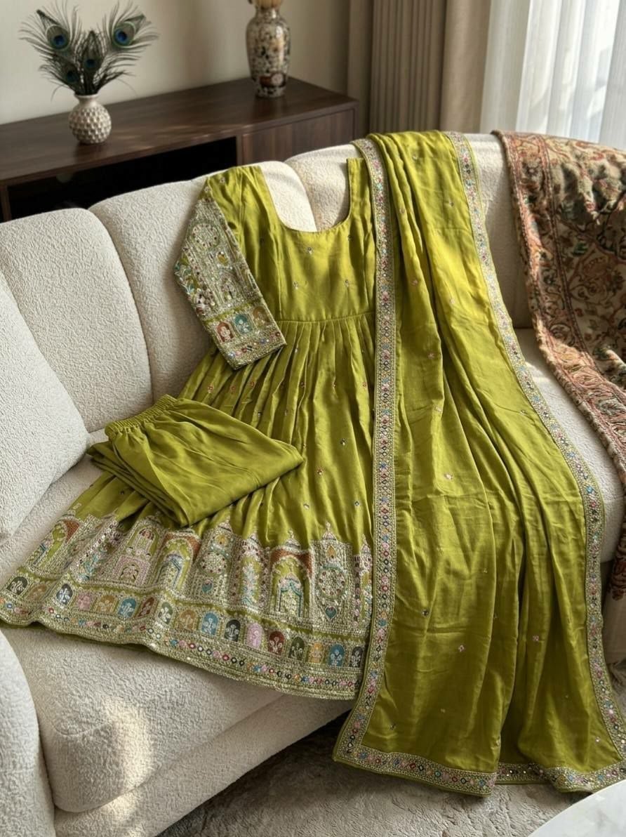 Pure Chinon Silk Anarkali Gown Set