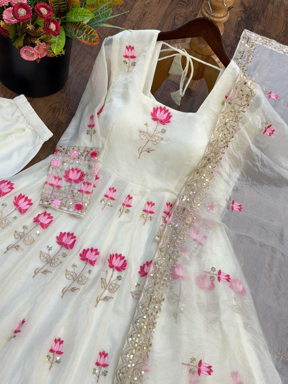 Premium Fendy Silk Anarkali Gown Set - view 4
