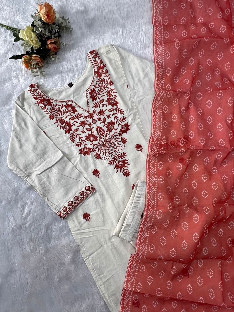 Premium Khadi Cotton Suit Set - Orange
