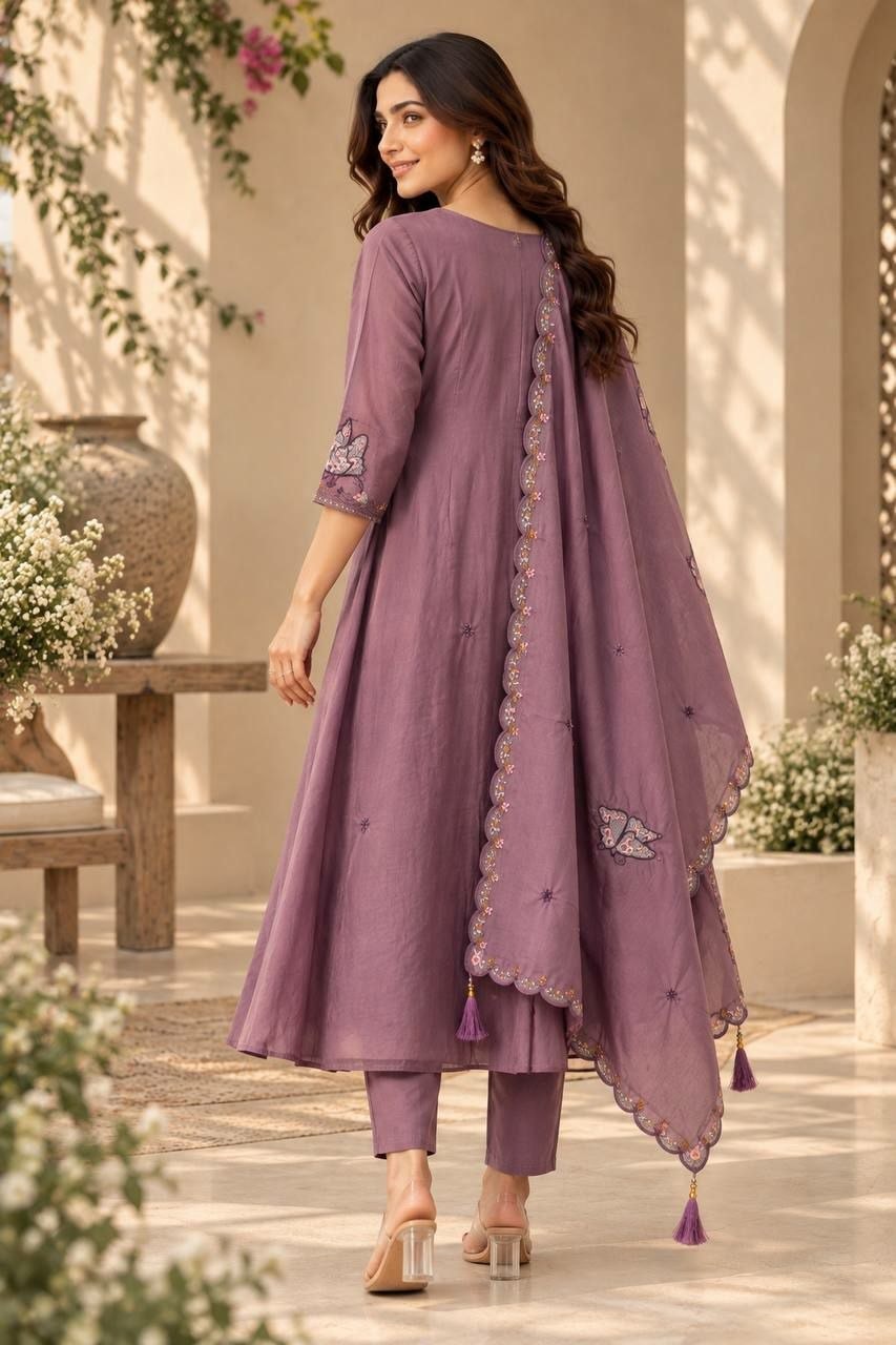 Premium Two-Tone (Too Ton) Silk Suit Set - Pink - view 1